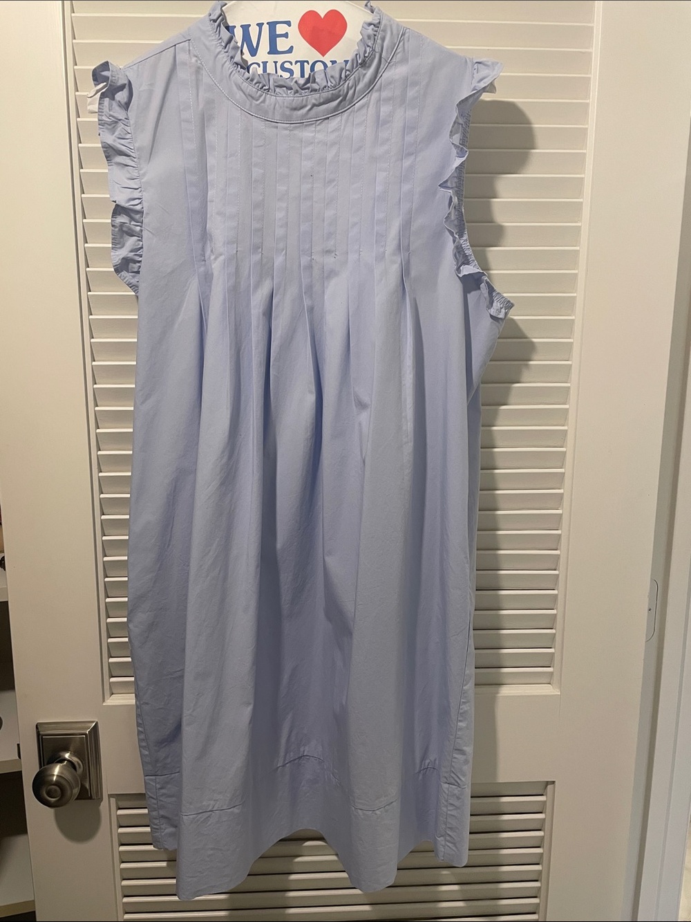 THML Light Blue Ruffle Neck Sleeveless Dress